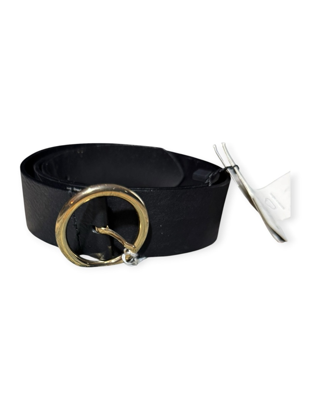 NWT Zara Classic Black Leather Belt with Gold Ring Buckle US Women’s Medium / 80